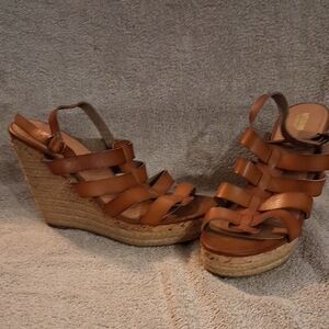 Elegant Brown Wedge Sandals